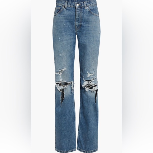 STELLA MCCARTNEY FALABELLA CHAIN KNEES DISTRESSED BOOTCUT JEANS VINTAGE BLUE 27 - Picture 6 of 15